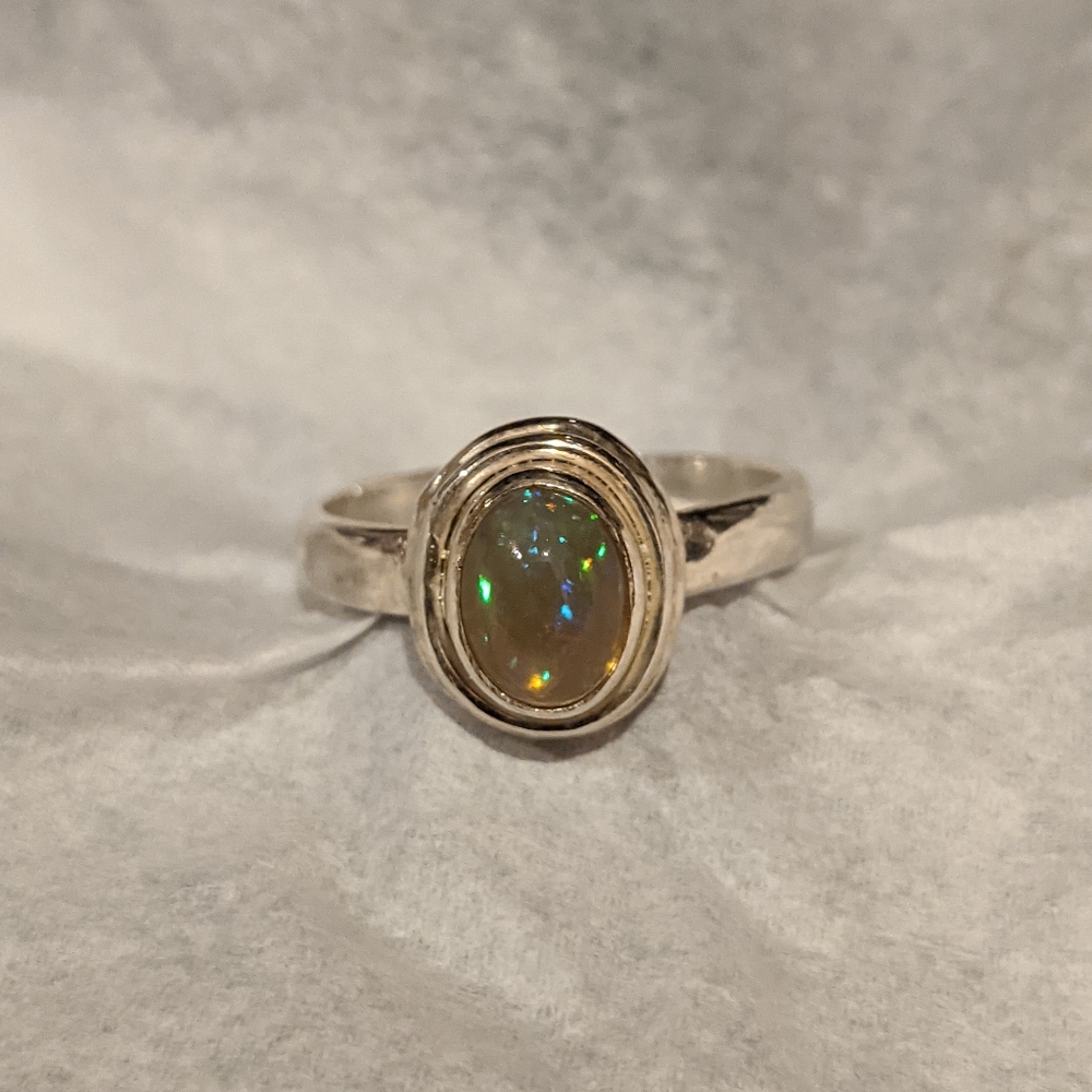 SOLD*  Ethiopian Opal Ring, Size 8 Brilliant Fire - Picture 2 of 10